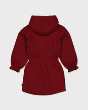 Bordeauxrode sweaterjurk met col | Cherry Red