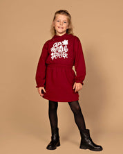 Bordeauxrode sweaterjurk met col | Cherry Red