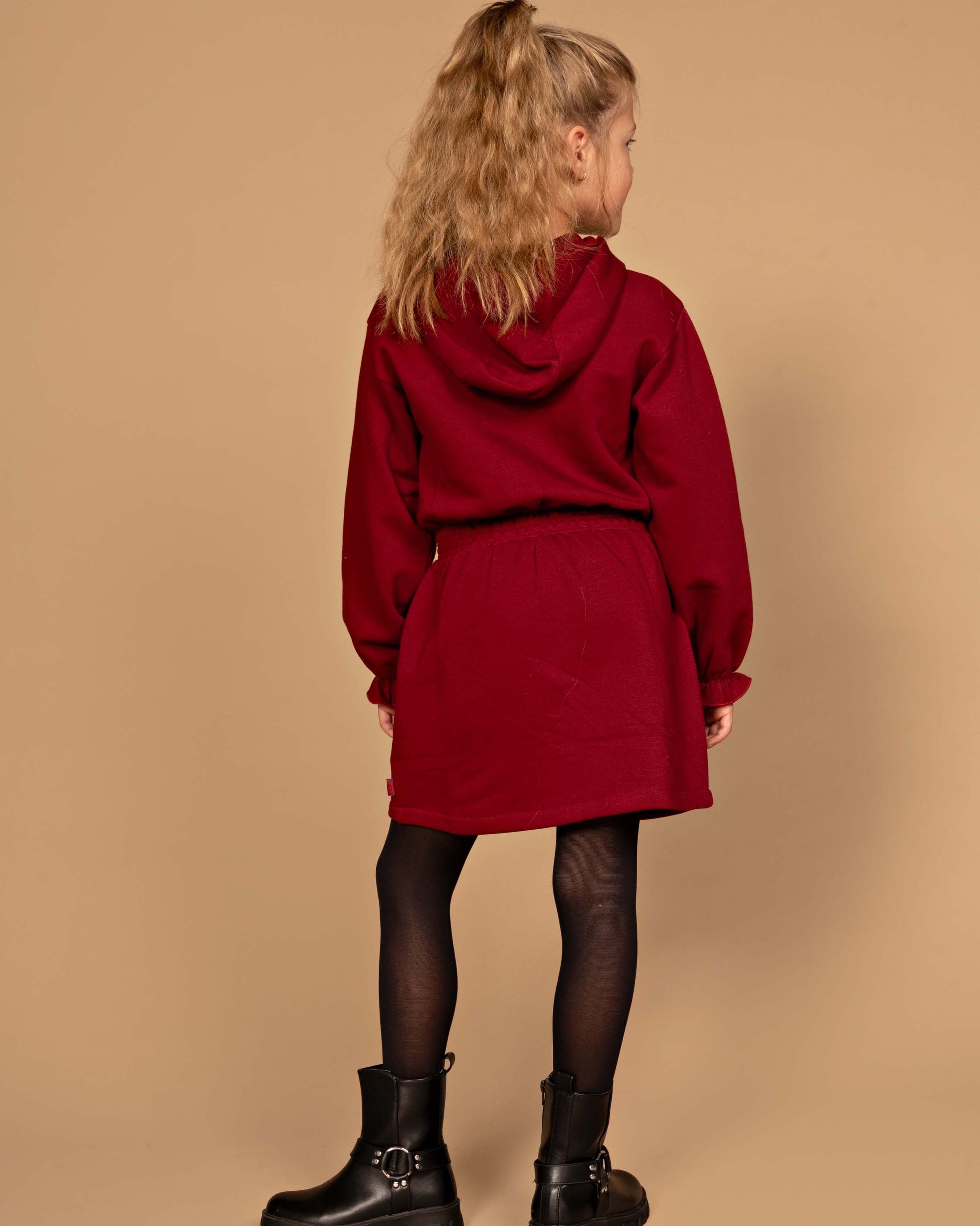Bordeauxrode sweaterjurk met col | Cherry Red