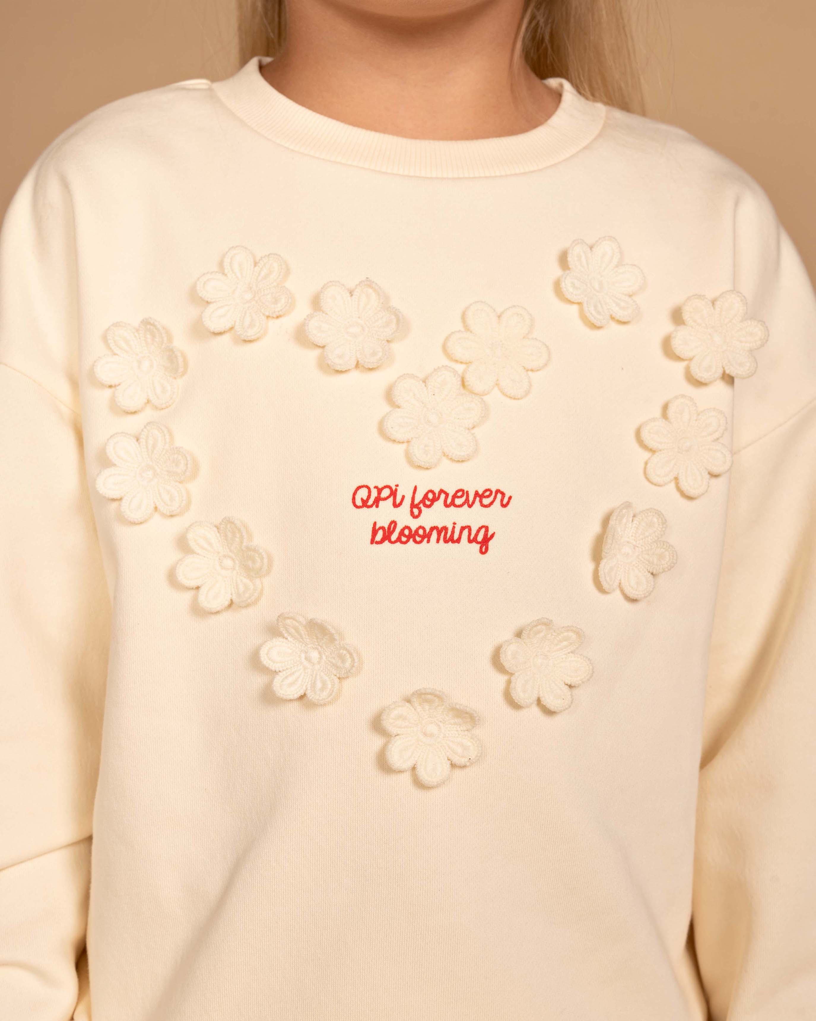 Crèmekleurige sweater met borstprint | Milk