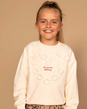 Crèmekleurige sweater met borstprint | Milk
