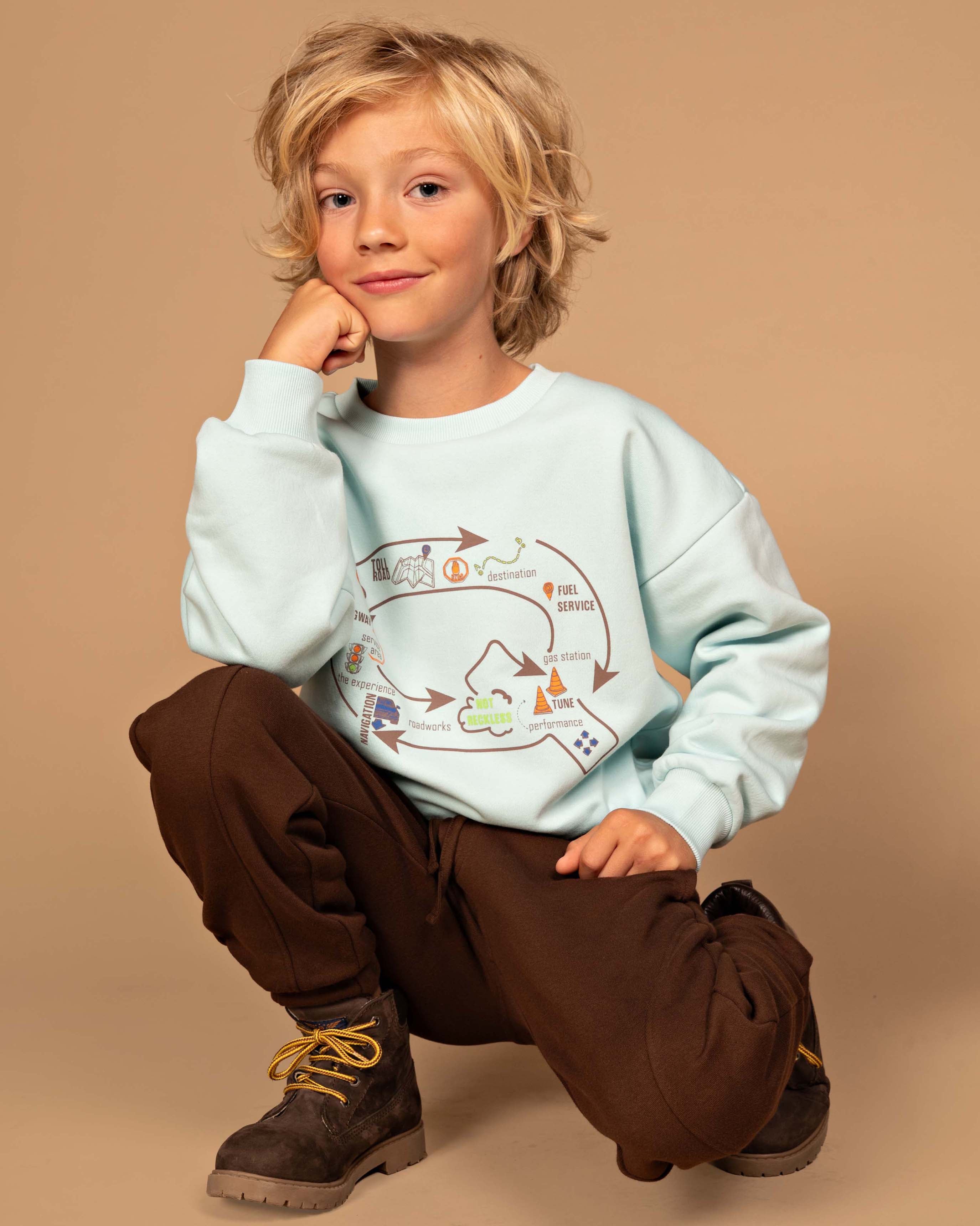 Lichtblauwe sweater met artwork | Ice Blue