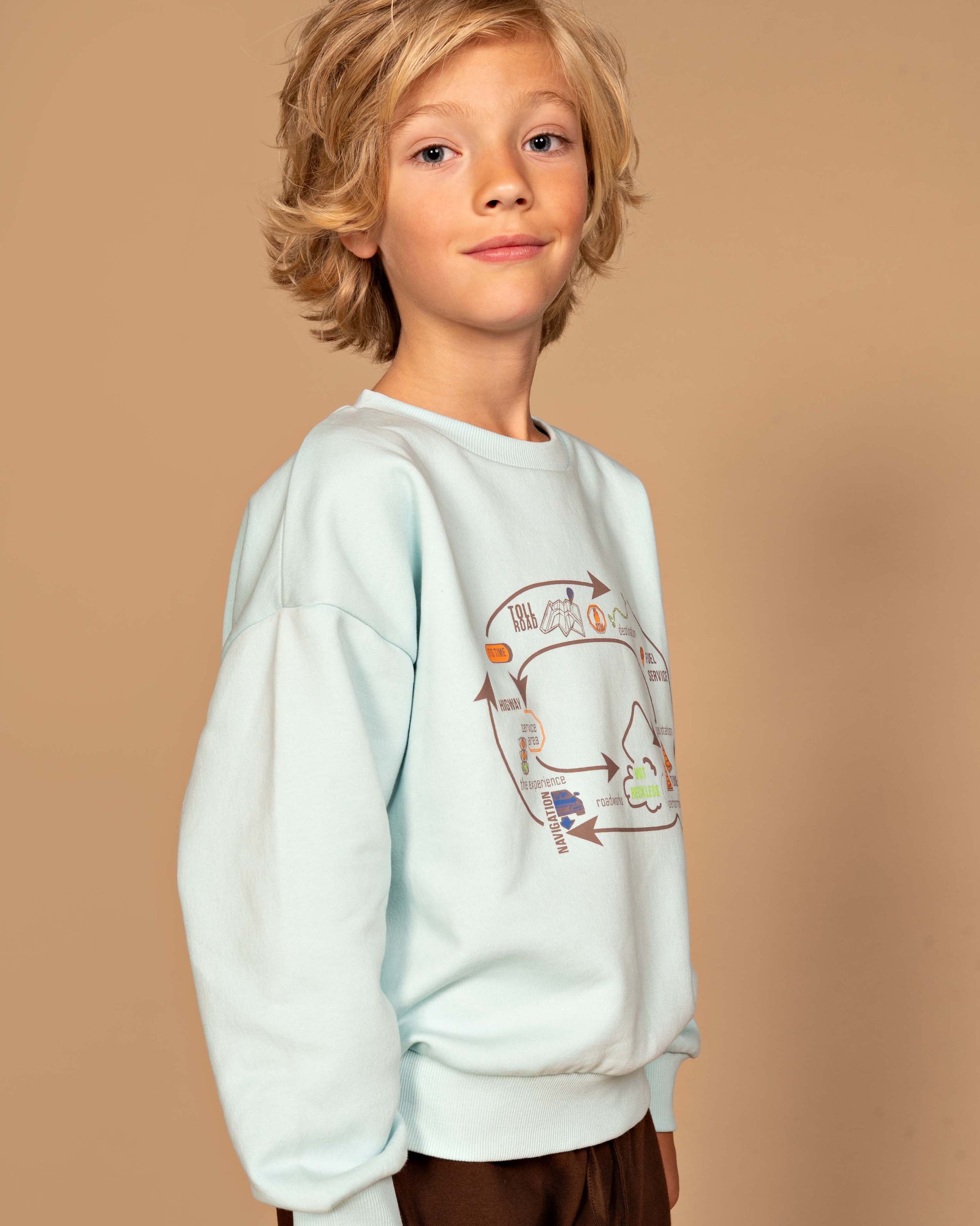 Lichtblauwe sweater met artwork | Ice Blue