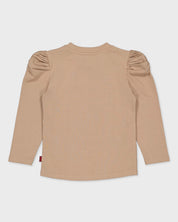 Zandkleurige longsleeve met artwork | Taupe