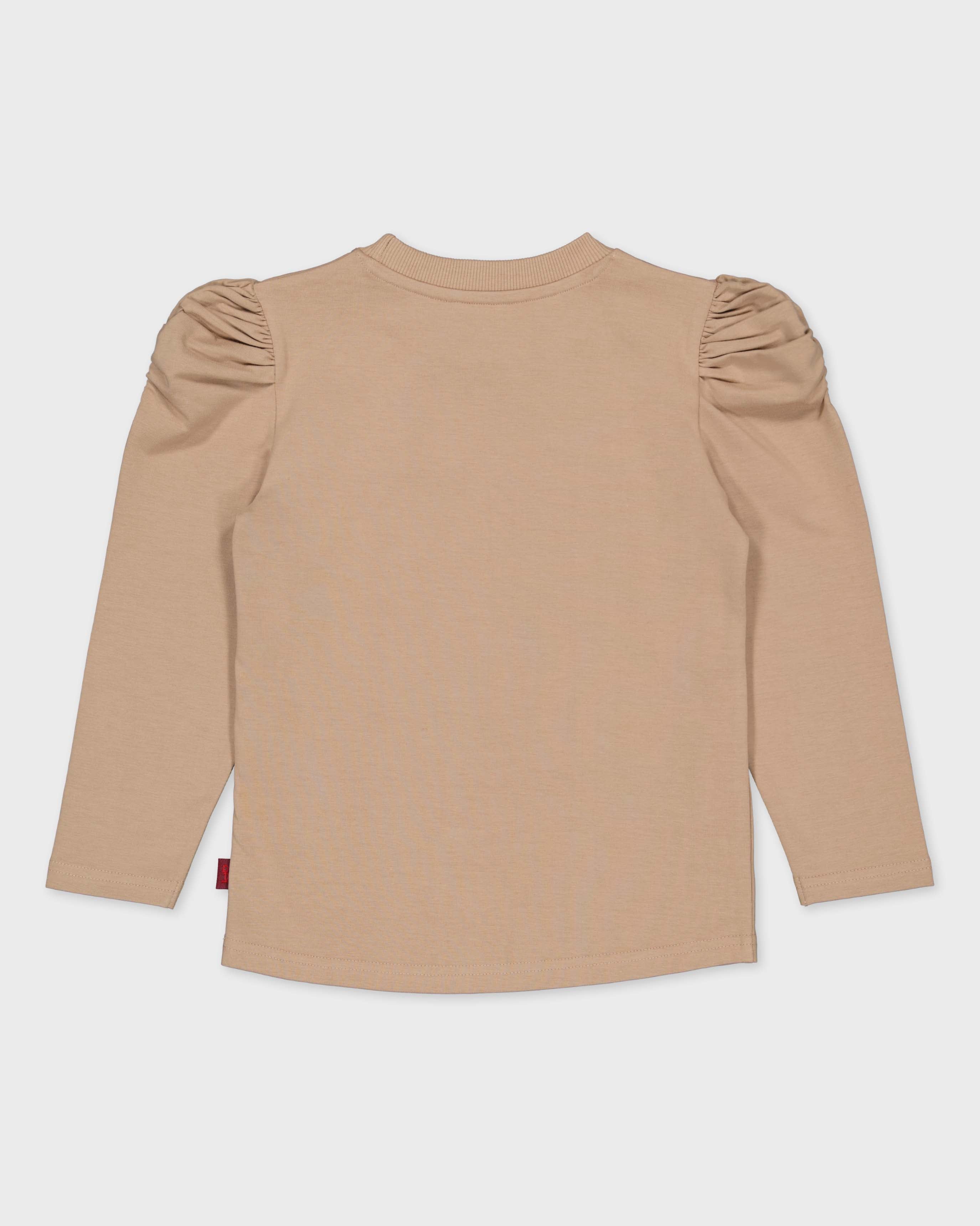 Zandkleurige longsleeve met artwork | Taupe