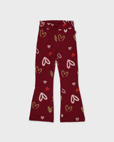 Bordeauxrode broek met hartjesprint | AOP Red Hearts