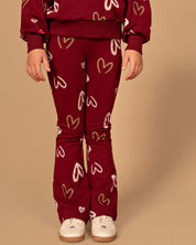 Bordeauxrode broek met hartjesprint | AOP Red Hearts