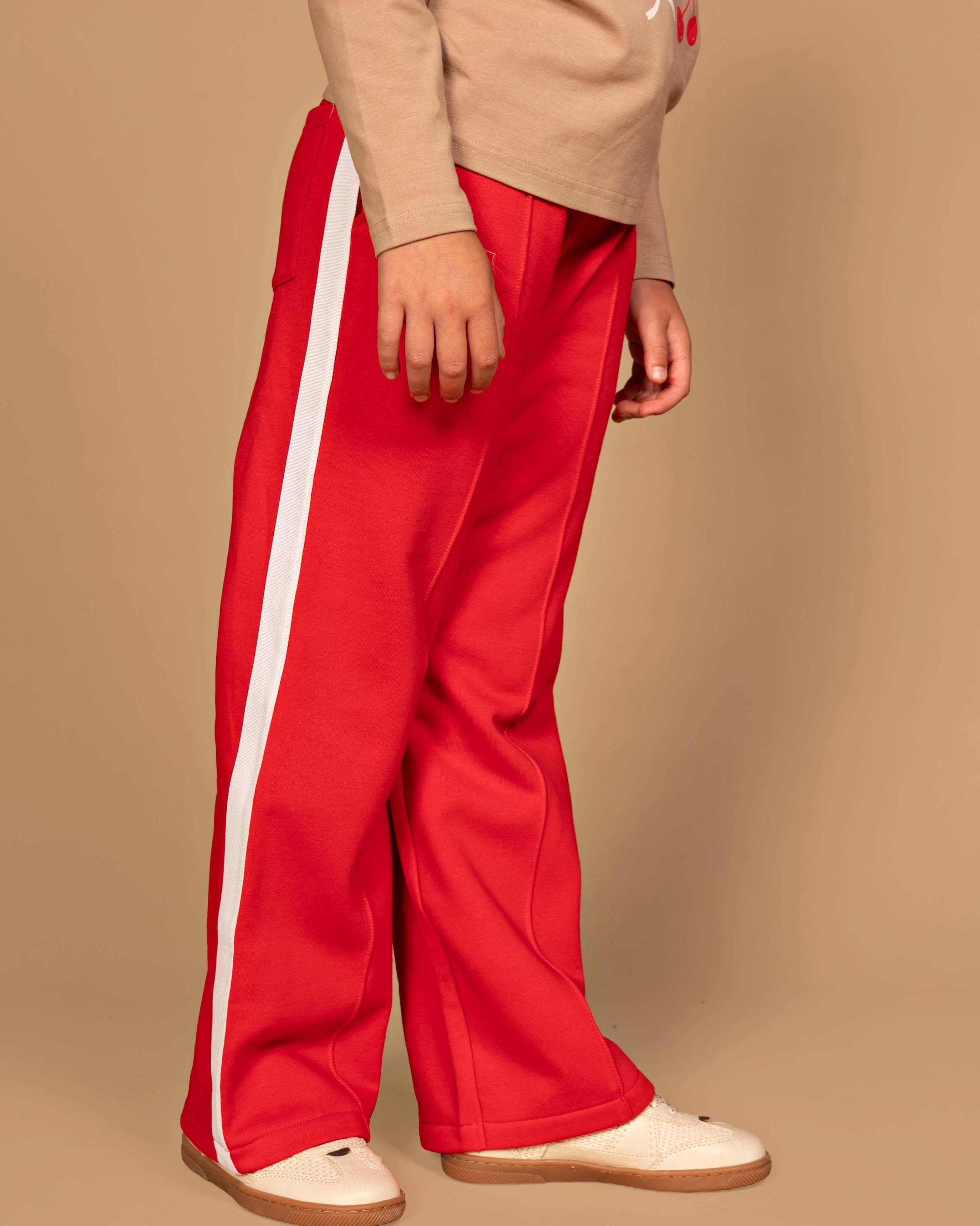 Felrode broek met zijbies | Tomato Red