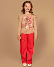 Felrode broek met zijbies | Tomato Red