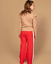 Felrode broek met zijbies | Tomato Red
