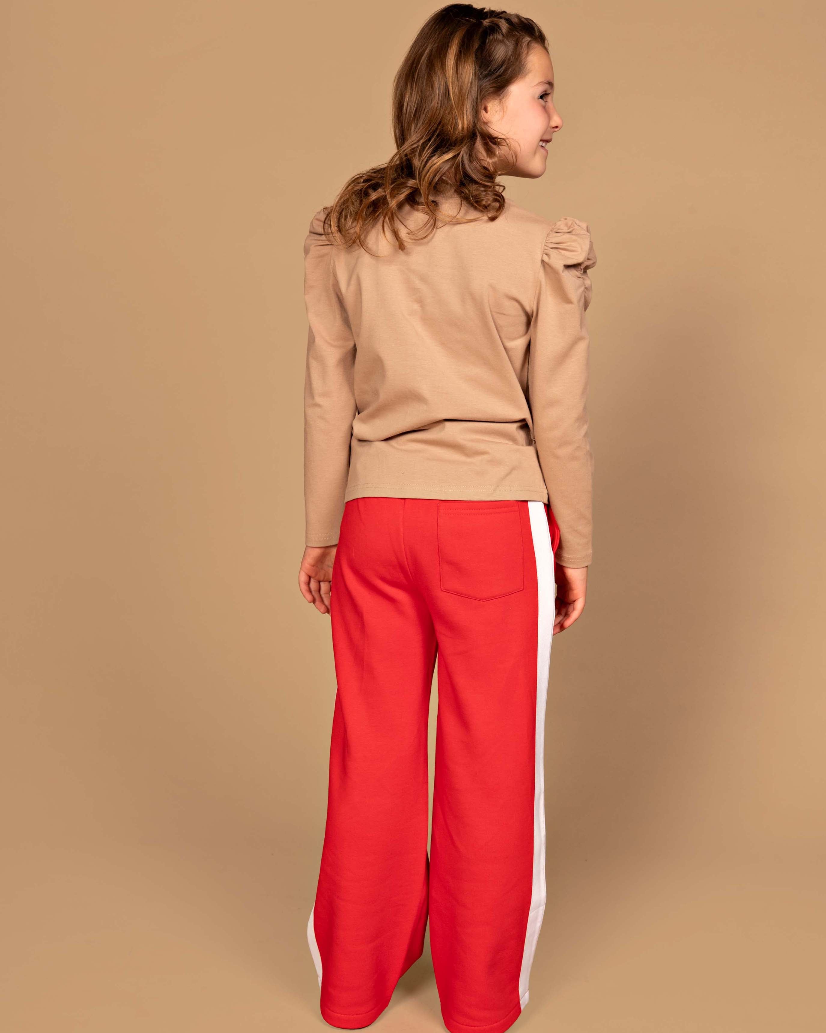 Felrode broek met zijbies | Tomato Red