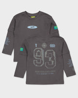 Donkergrijs longsleeve met cijferprint | Metal Grey