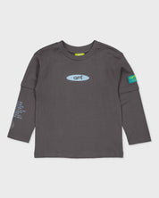Donkergrijs longsleeve met cijferprint | Metal Grey