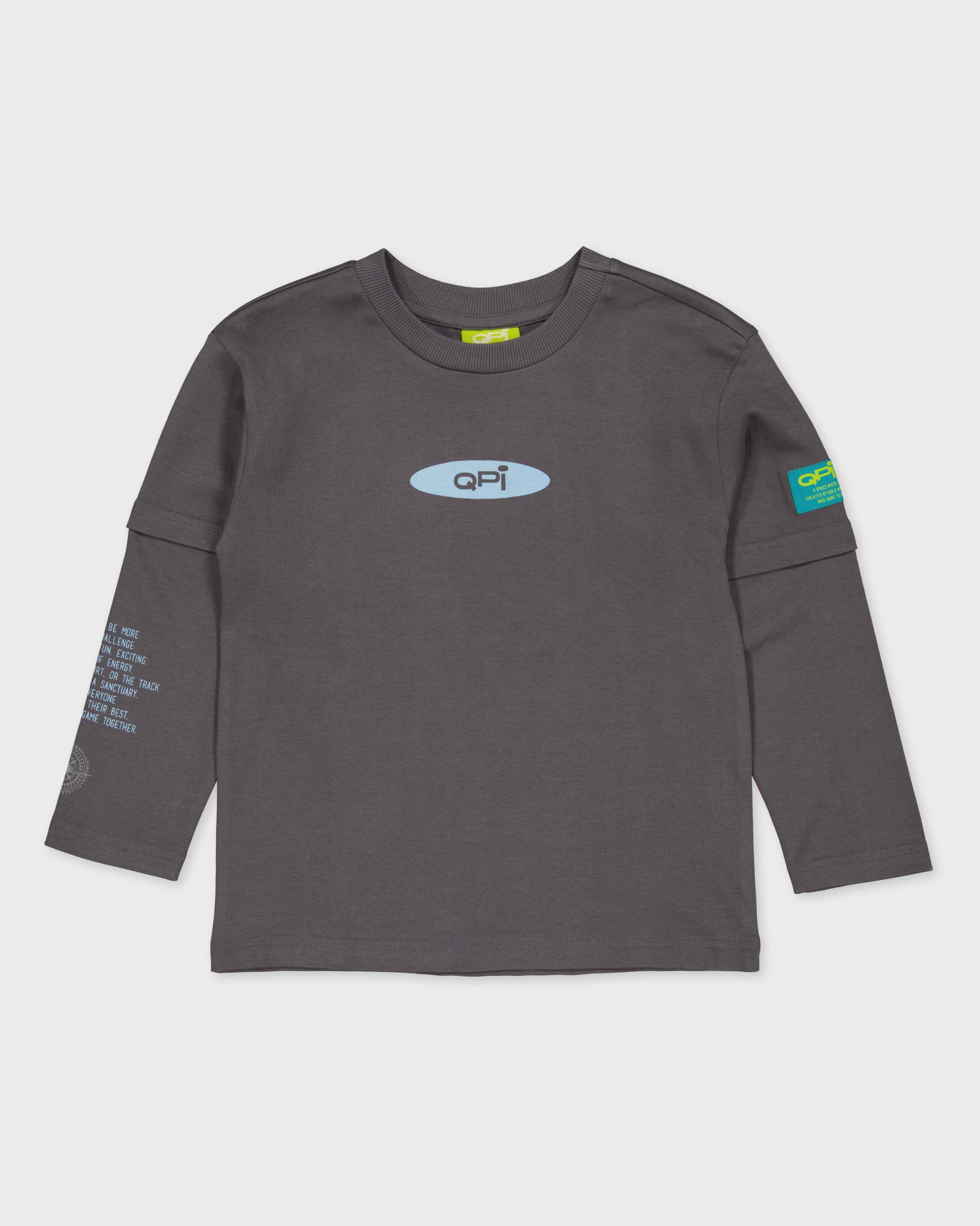 Donkergrijs longsleeve met cijferprint | Metal Grey