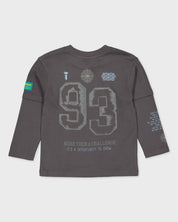 Donkergrijs longsleeve met cijferprint | Metal Grey