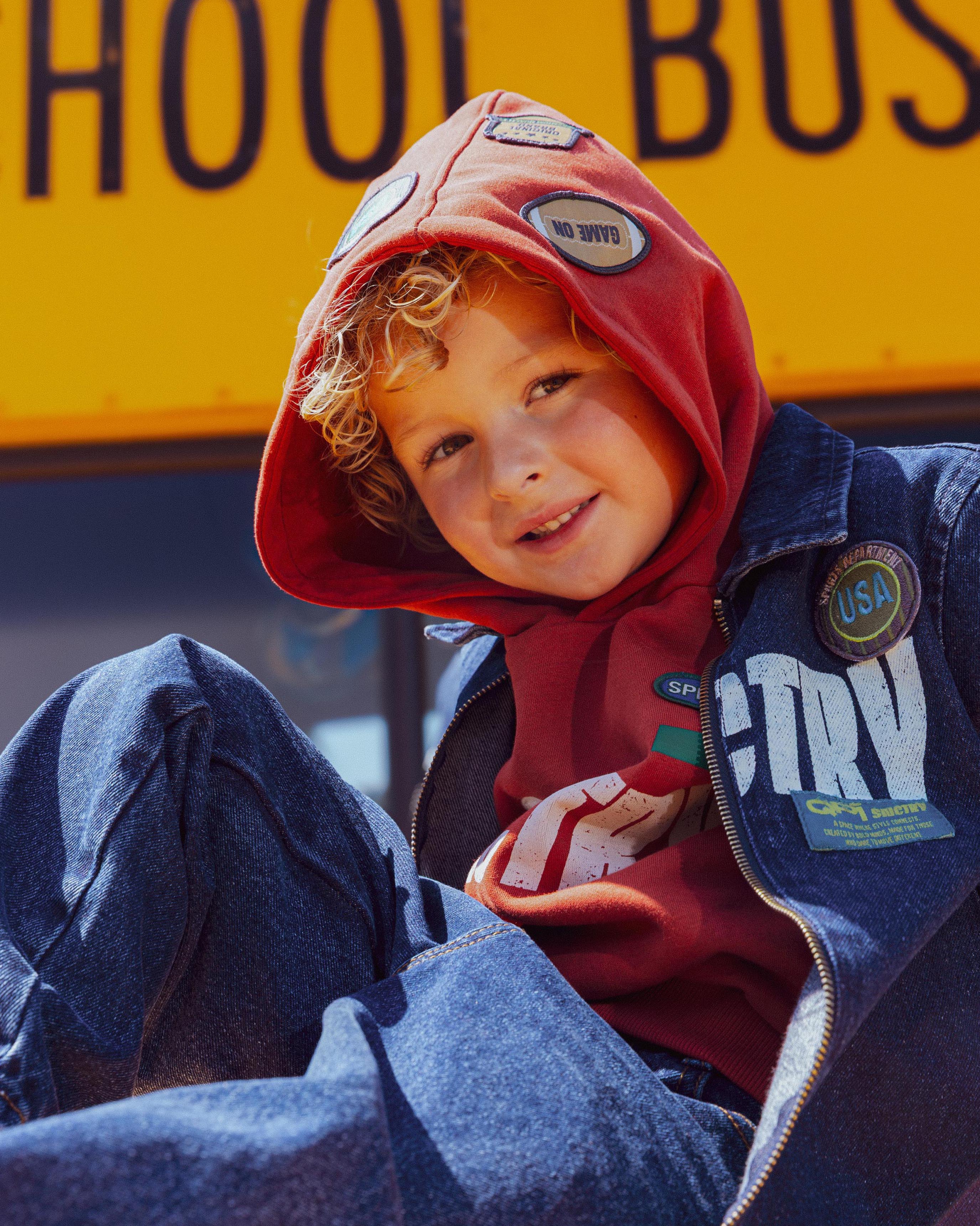 Roestrode hoodie met tekstprint | Rust Red