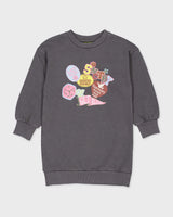 Donkergrijze sweater met frontprint | Metal Grey