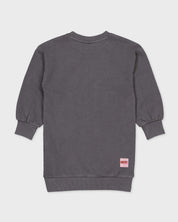 Donkergrijze sweater met frontprint | Metal Grey