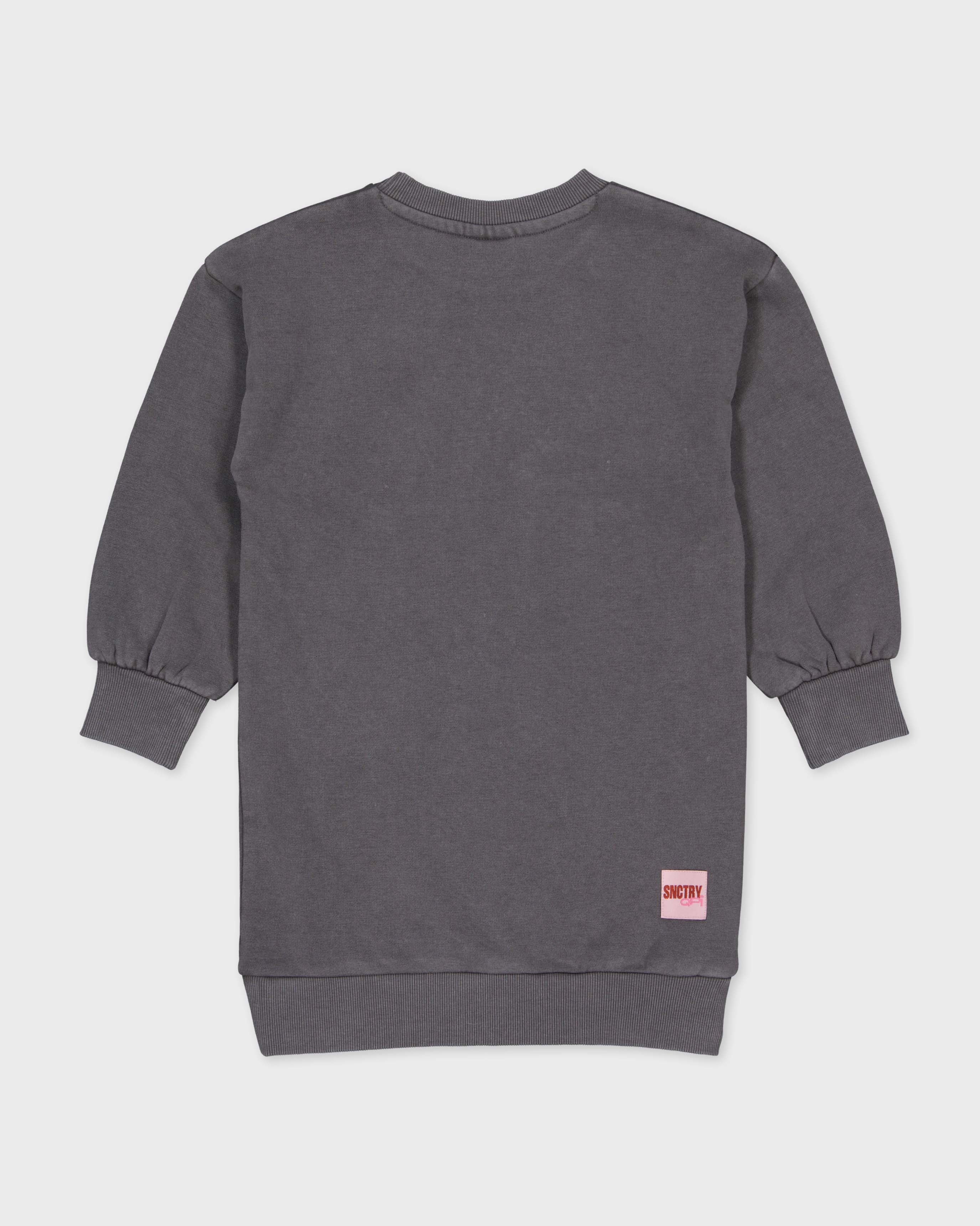 Donkergrijze sweater met frontprint | Metal Grey