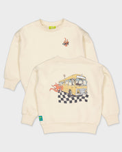 Crèmekleurige sweater met grafische print | Cotton Cream