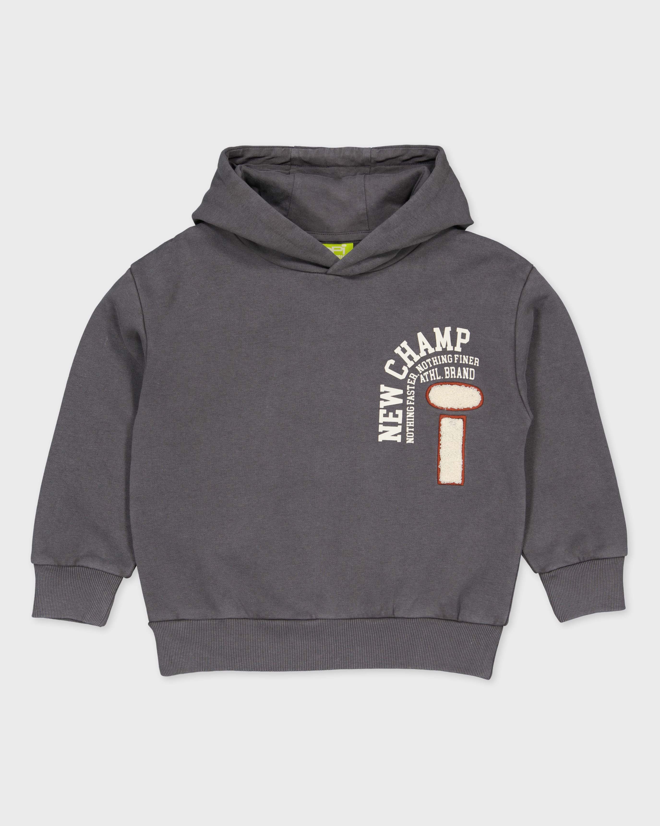 Antracietgrijze hoodie met sportprint | Metal Grey