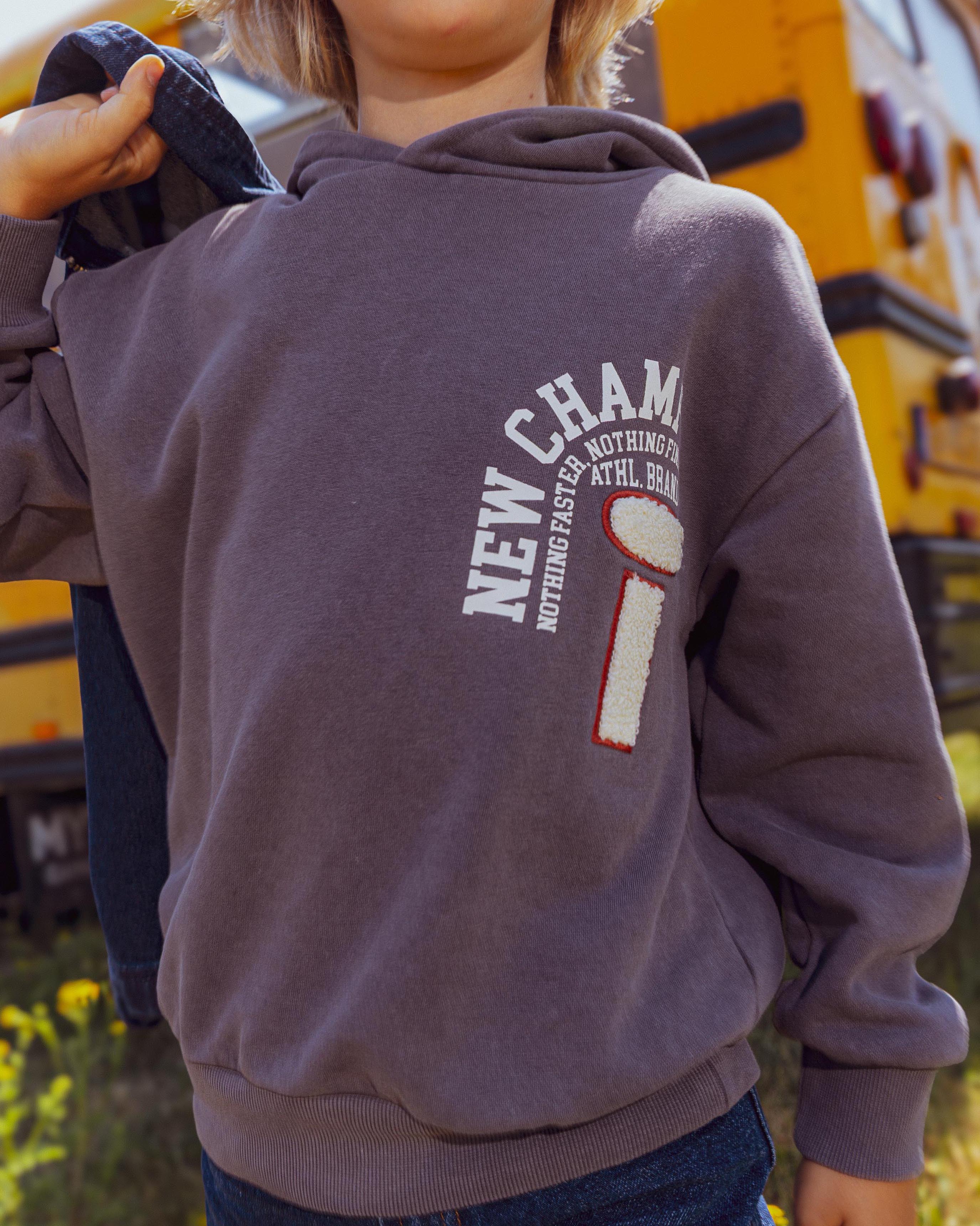 Antracietgrijze hoodie met sportprint | Metal Grey