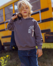 Antracietgrijze hoodie met sportprint | Metal Grey