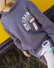 Antracietgrijze hoodie met sportprint | Metal Grey