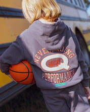 Antracietgrijze hoodie met sportprint | Metal Grey