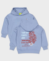 Lichtblauwe hoodie met rode print | Mid Blue