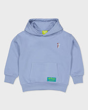 Lichtblauwe hoodie met rode print | Mid Blue