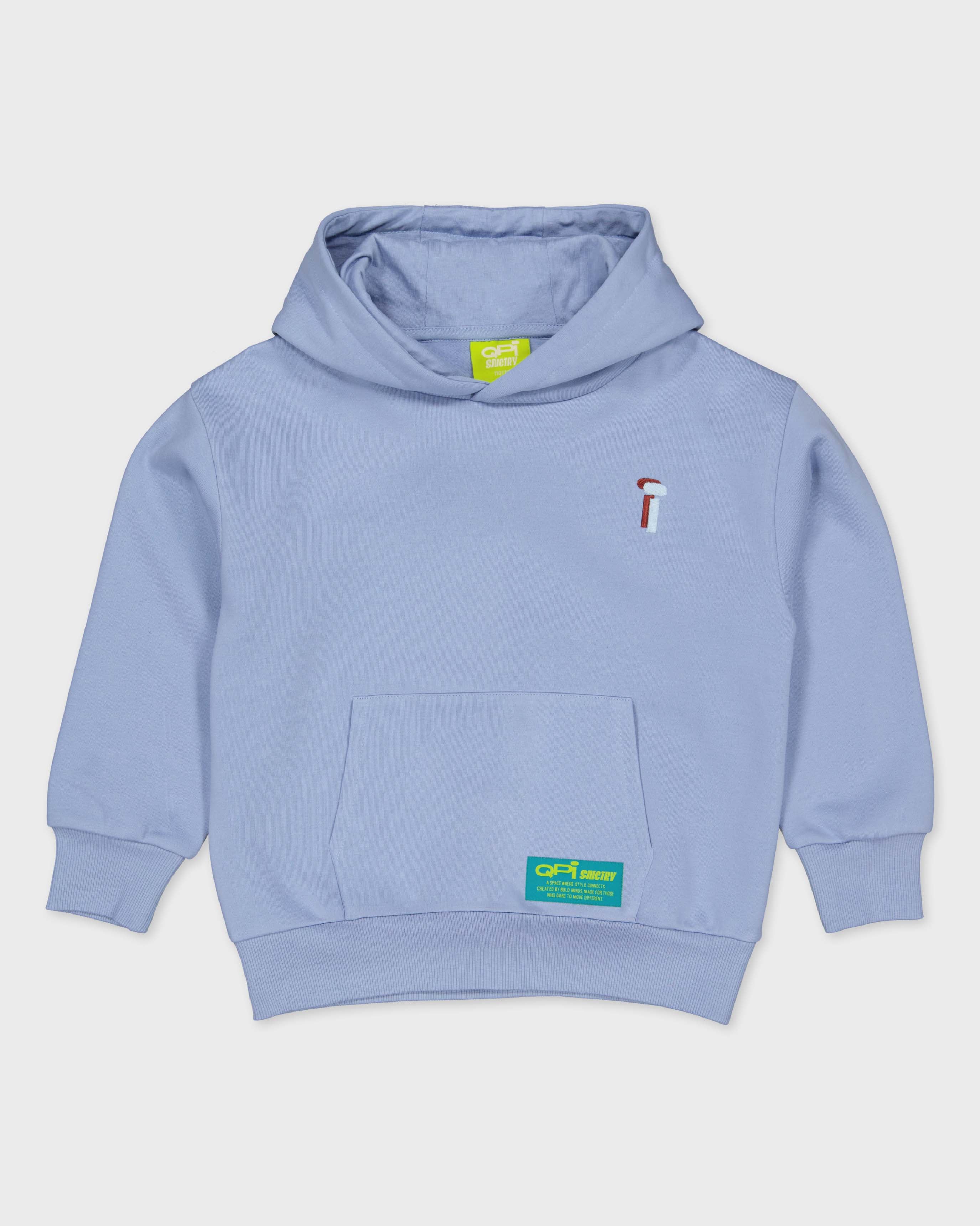 Lichtblauwe hoodie met rode print | Mid Blue