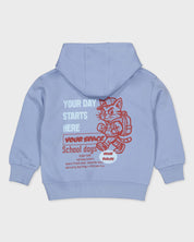 Lichtblauwe hoodie met rode print | Mid Blue