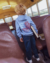 Lichtblauwe hoodie met rode print | Mid Blue
