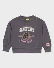 Donkergrijze sweater met tekstprint | Metal Grey