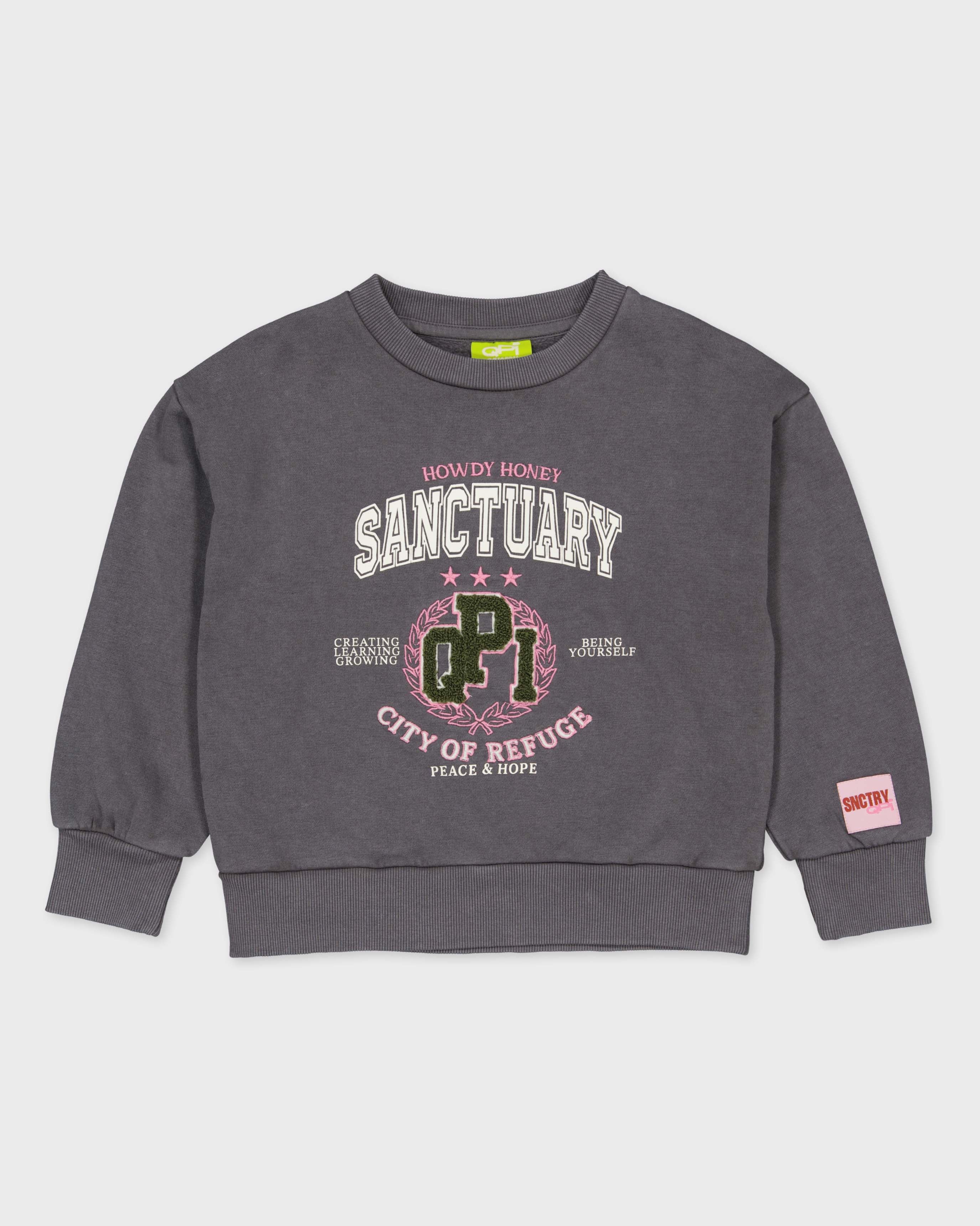 Donkergrijze sweater met tekstprint | Metal Grey