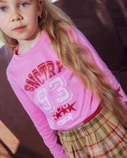 Roze longsleeve met rode prints | Hot Pink