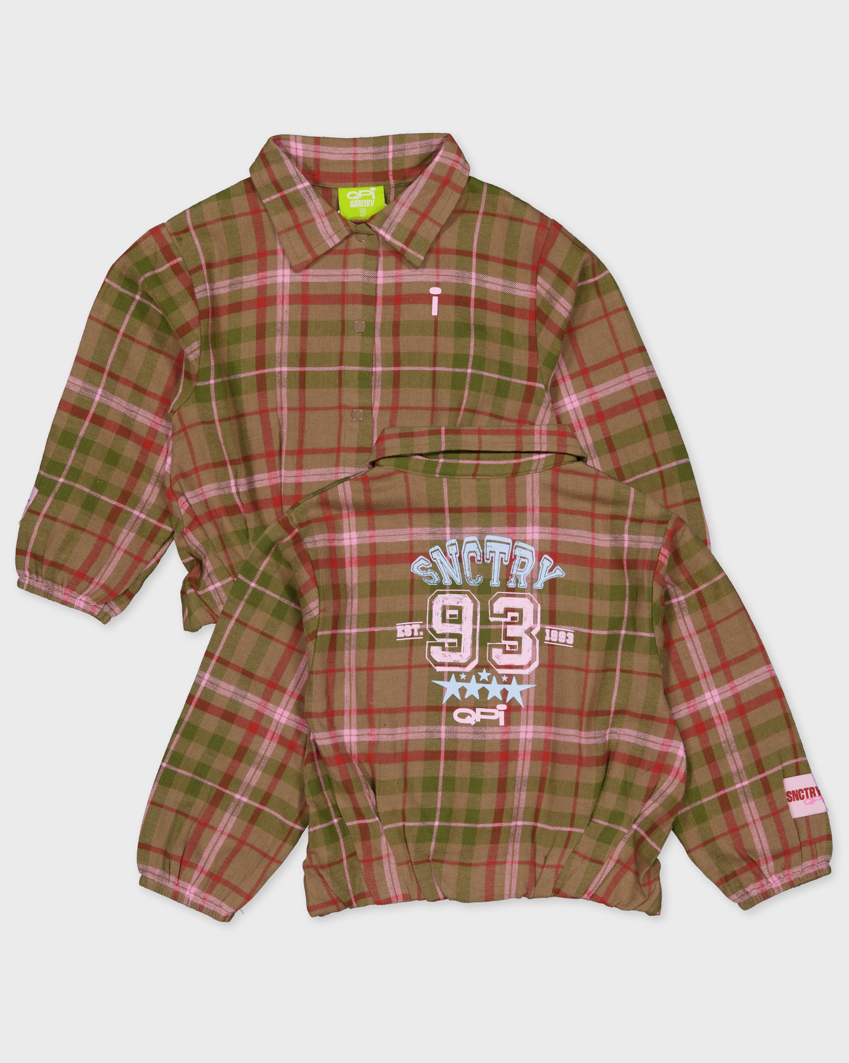 Geruite blouse in groen, rood en beige | AOP Sand Check