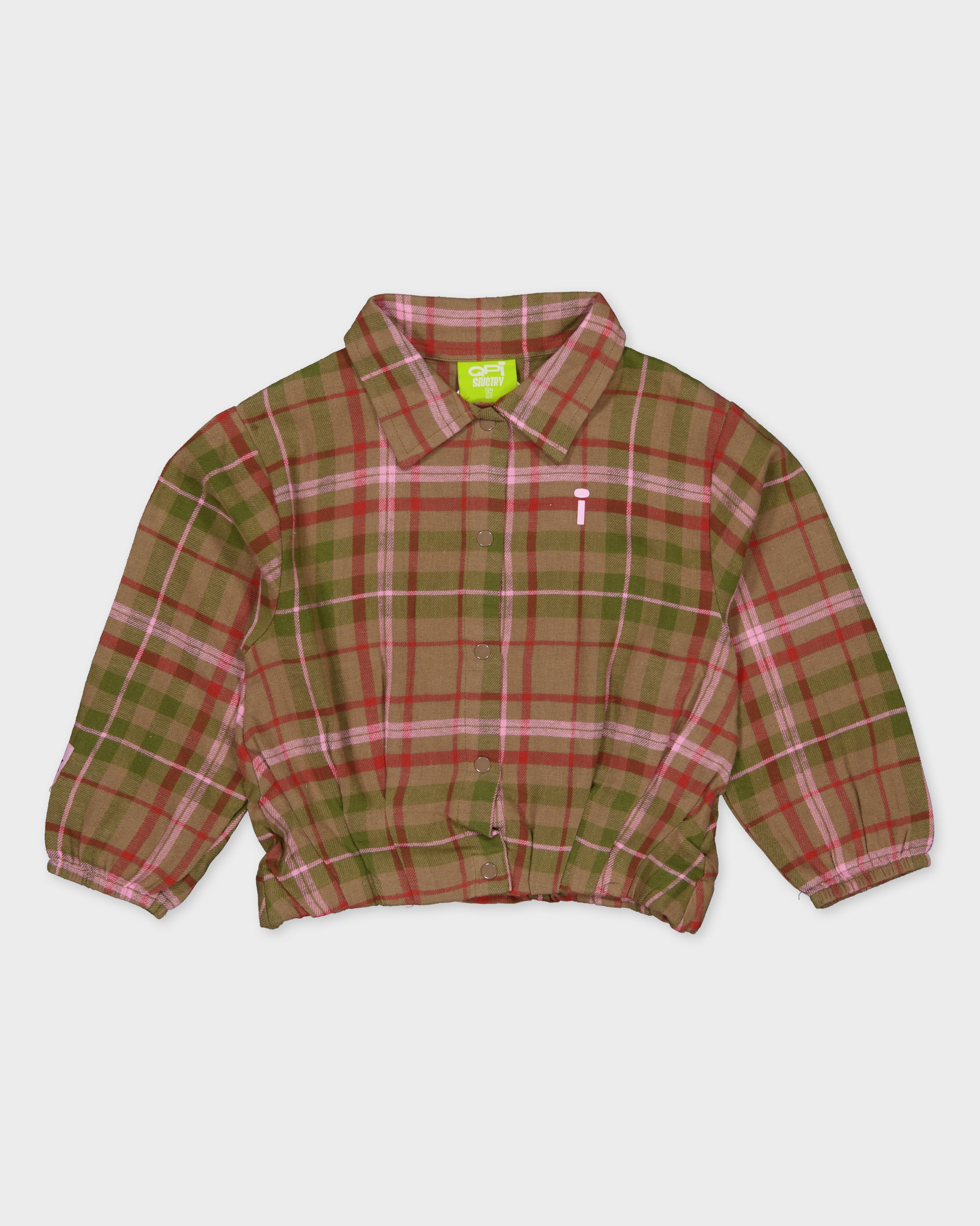 Geruite blouse in groen, rood en beige | AOP Sand Check