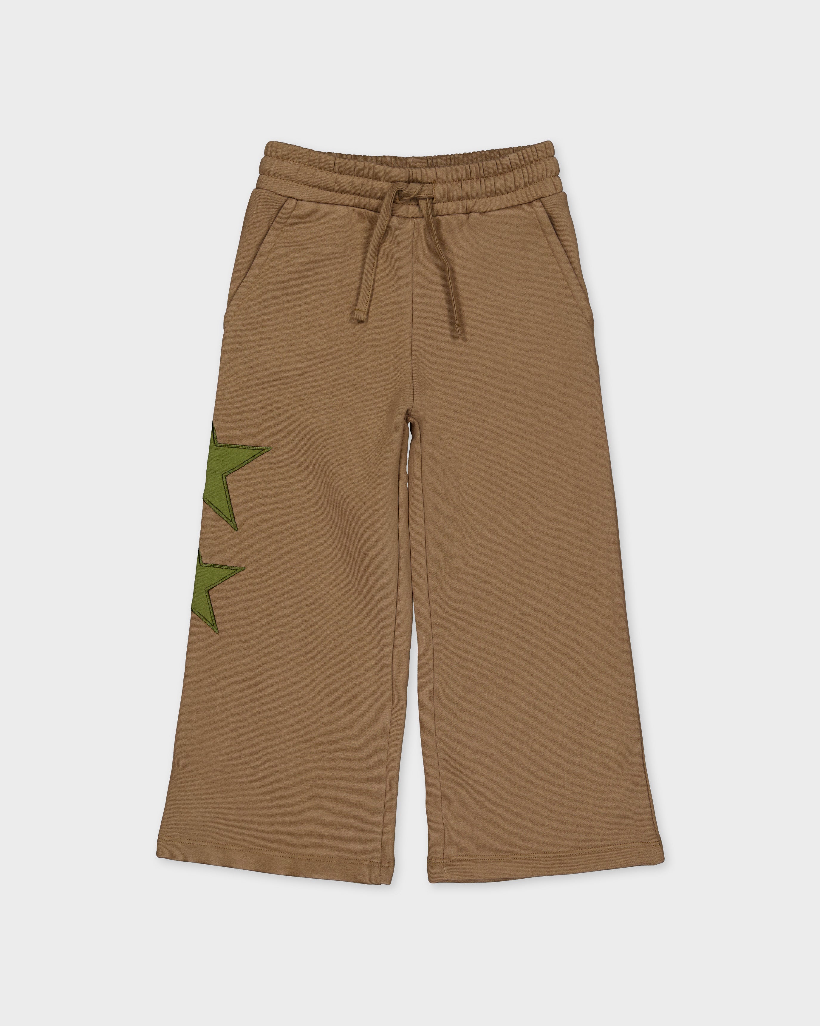 Beige broek met groene sterren | Dessert Sand