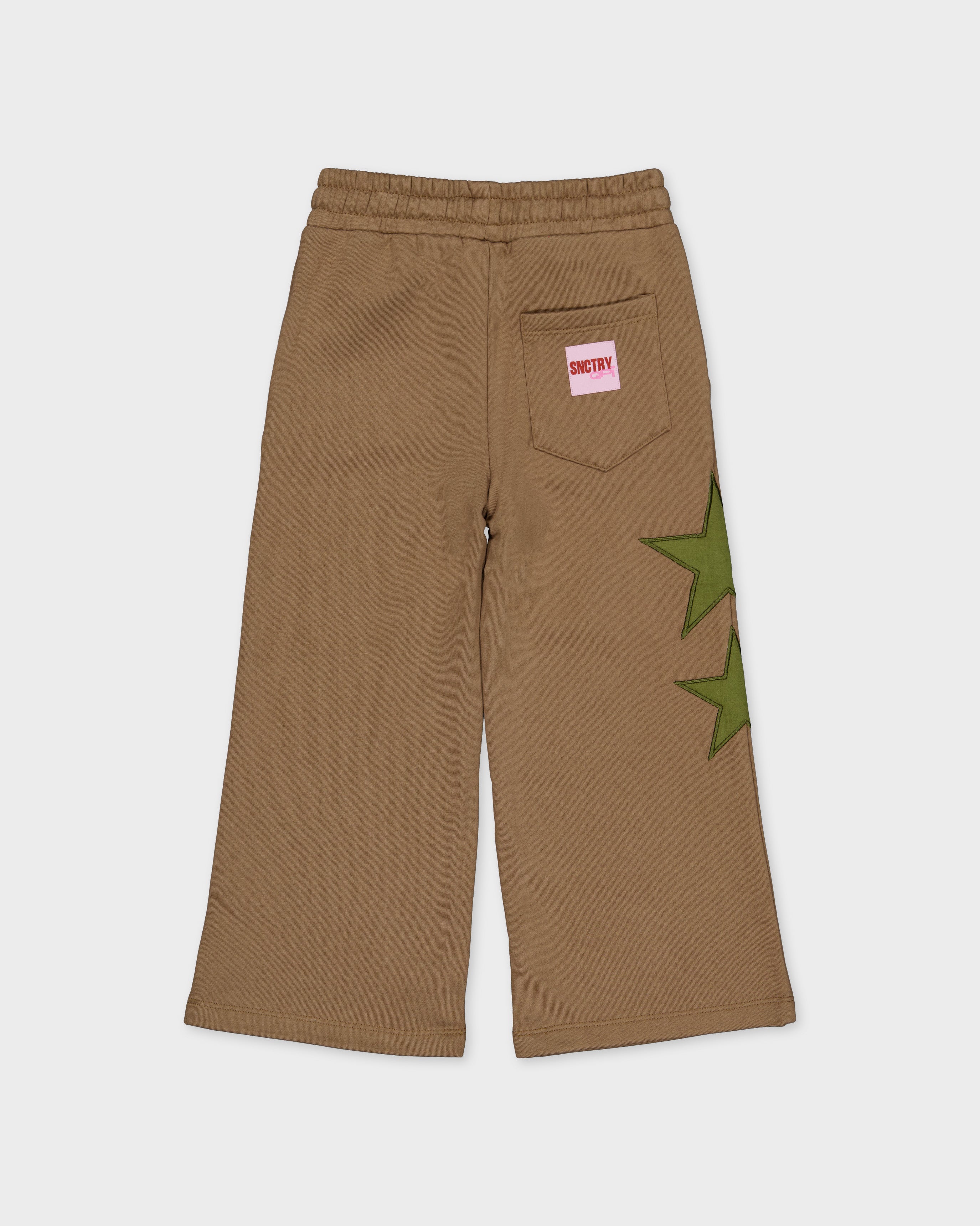 Beige broek met groene sterren | Dessert Sand