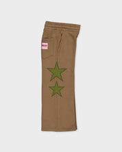 Beige broek met groene sterren | Dessert Sand