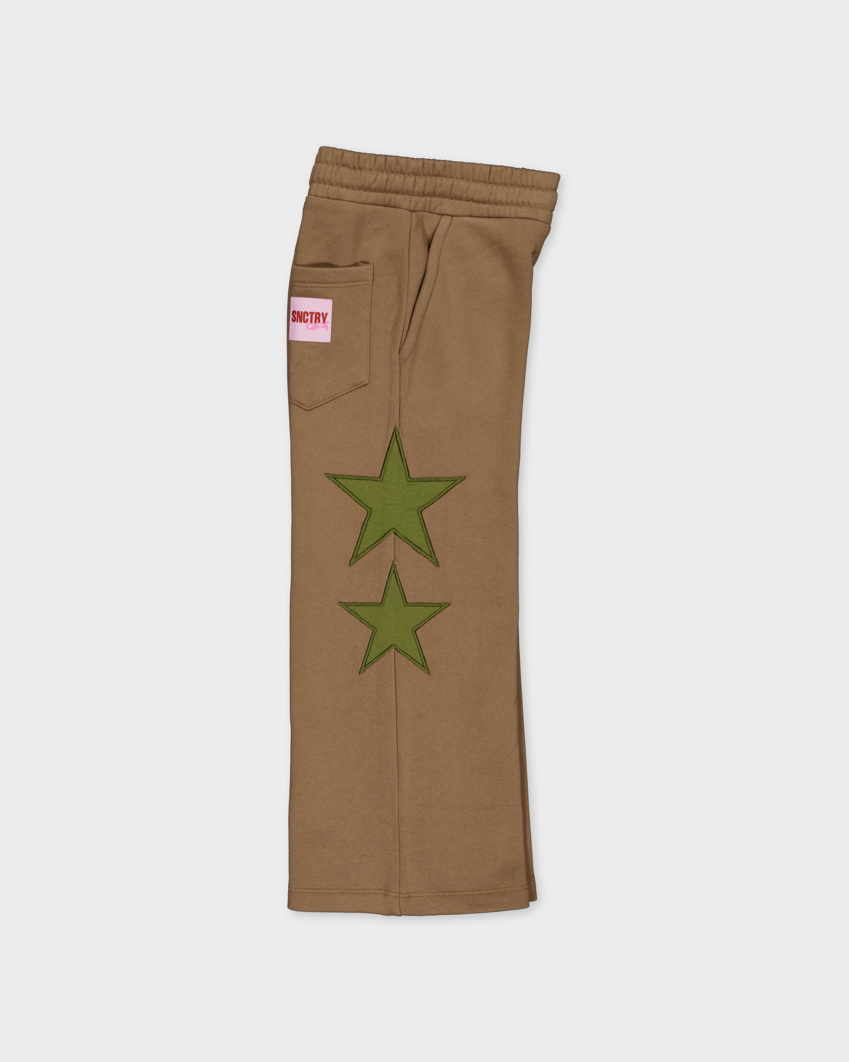 Beige broek met groene sterren | Dessert Sand